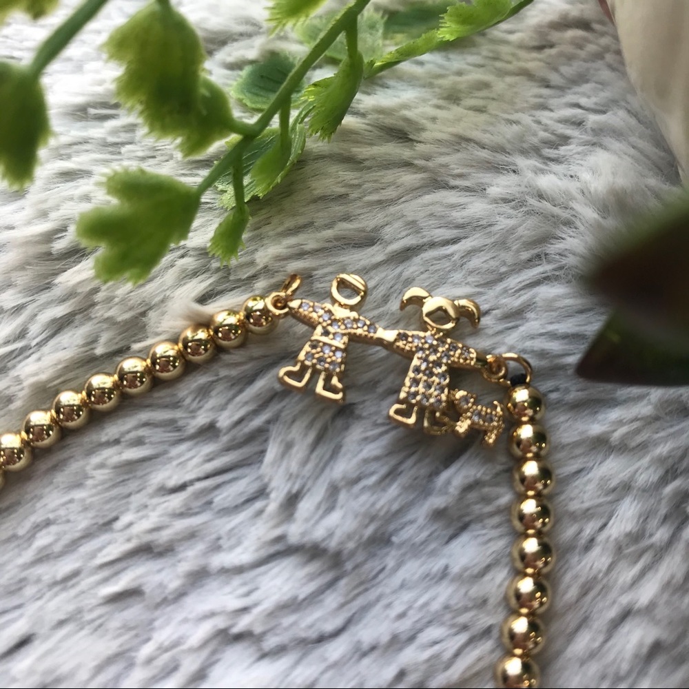 Handmade Gold Plated Boy & Girl Charm Bracelet